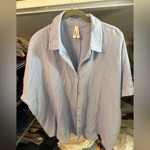 Pact women’s Casual Light Blue Button Down Shirt
